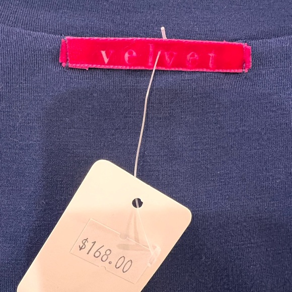 Velvet by Graham & Spencer Navy Beaded V-Neck Empire Waist Midi Dress S NWT USA - Picture 5 of 7